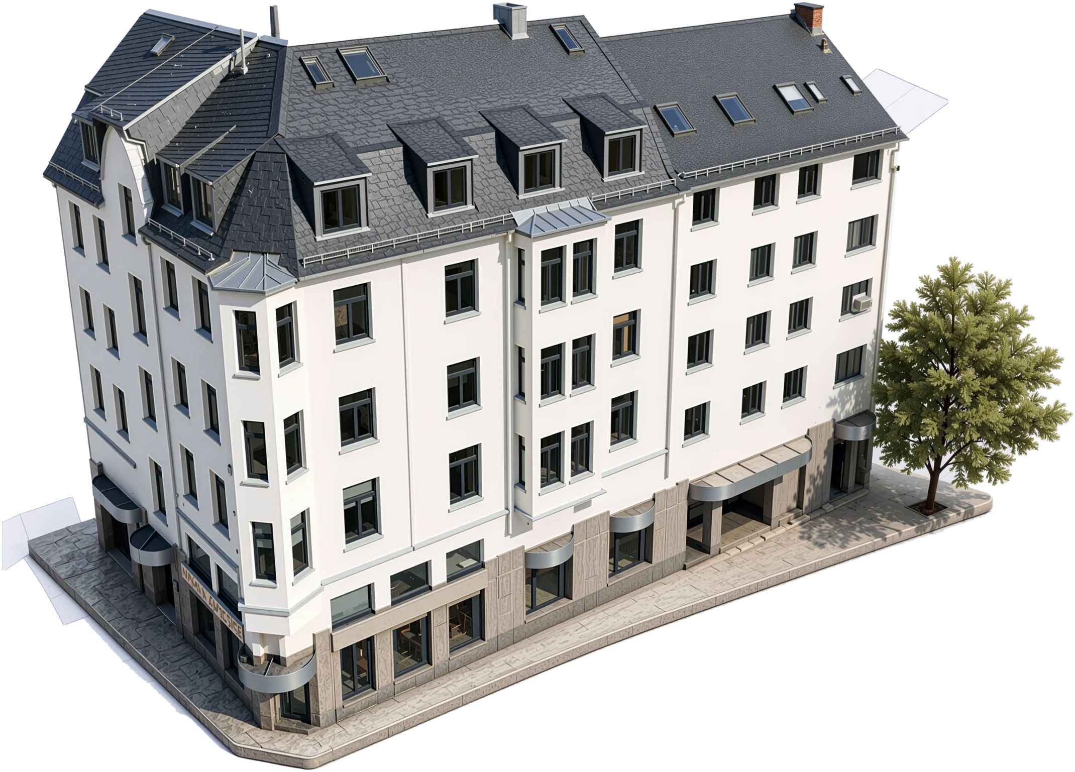 Freigestellte Ansicht des Eckhauses CORNER 36 in Frankfurt-Rödelheim